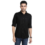 Turtle Men 100% Cotton Slim Fit Black Solid Casual Shirt