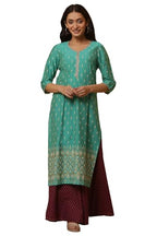 Aurelia WomenS Ikkat Printed Straight Kurta | V-Neck Kurta For Women | Ikkat Printed Kurta For Women | Beautiful Regular Fit Kur