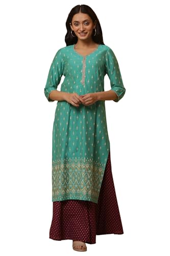 Aurelia WomenS Ikkat Printed Straight Kurta | V-Neck Kurta For Women | Ikkat Printed Kurta For Women | Beautiful Regular Fit Kur