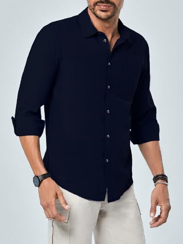 Tagdo MenS Cotton Blend Full Sleeve Solid Shirt With Pocket
