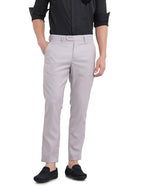 The Indian Garage Co Mens Slim Fit Self Design Mid-Rise Stretchable Formal Trousers Pants
