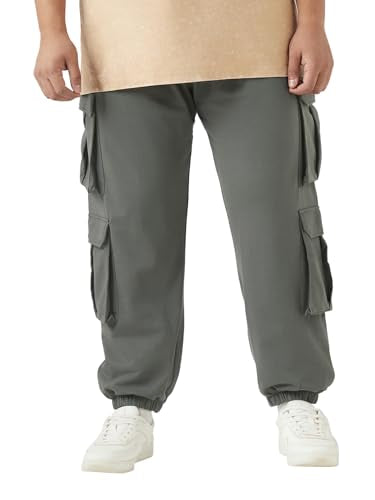 Bewakoof Air 1.0 Mens Solid Super Loose Fit Terry Plus Size Joggers_654583_Grey_6XL