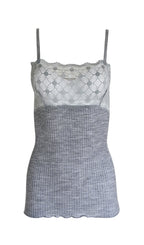 EGI Exclusive Women's Merino Wool Blend Spaghetti Straps Lace-Trimmed Camisole. Proudly Made in Italy (315)