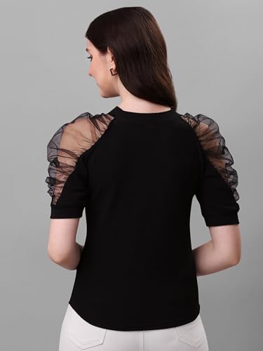 Noble Monk WomenS Solid Stretchable Top | Round Neck Half Sleeve | Regular Fit Top For Women