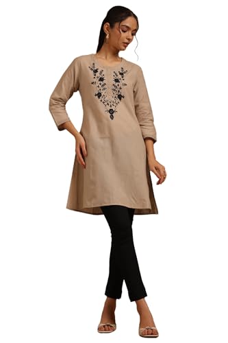 Soch Women Cotton Linen Embroidered Kurta with Thread Work