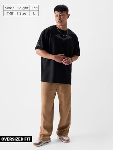 The Souled Store Official Batman: The Bat Sigil Men Oversized T-Shirts Black