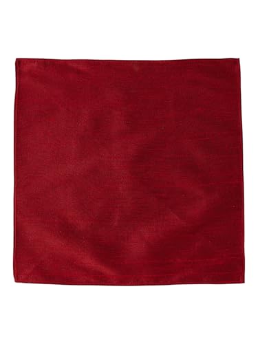Manyavar MenS Art Silk Solid Pocket Square (Red)