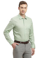 Turtle Men 100% Cotton Slim Fit Light Green Printed Full Sleeve Formal Shirt