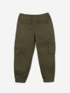 The Souled Store Solids: Olive Green Boys Drawstringed Cotton Cargo Joggers