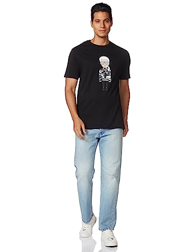 Karl Lagerfeld Paris Reflective T, Karl Character with Headphones Short Sleeve Crew Neck Mens Shirt, Black, M