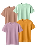 Veirdo Men's 100% Cotton Regular Fit Round Neck Solid Short Sleeve T-Shirt Combo