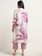ANNI DESIGNER Womens Cotton Blend Straight Printed Kurta with Palazzo (Rilaka Pink_M_Pink_Medium)