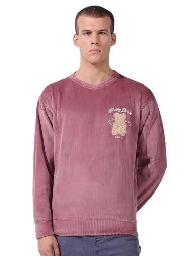 The Indian Garage Co Mens Oversized Self Design Full Sleeves Crew Neck Sweatshirt