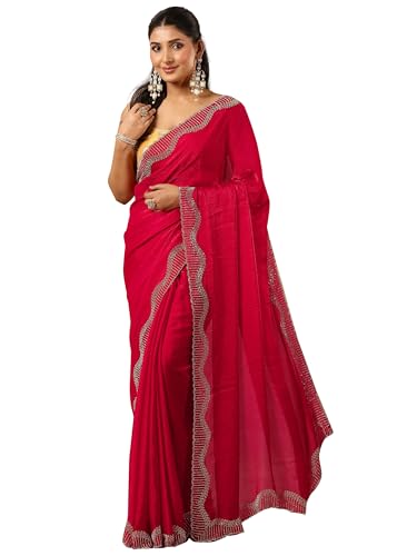 Libas Solid Silk Blend Saree For Women (96437P)