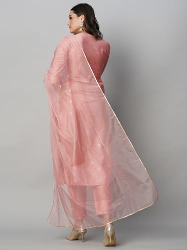 ANNI DESIGNER Womens Cotton Blend Straight Printed Kurta with Pant & Dupatta (Yoda Peach_XXL_Peach_XX-Large)