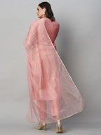 ANNI DESIGNER Womens Cotton Blend Straight Printed Kurta with Pant & Dupatta (Yoda Peach_XXL_Peach_XX-Large)