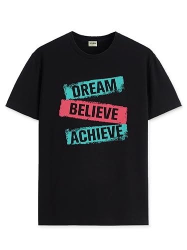 ADRO Men's Solid Regular Fit T-Shirt (RN24-DBA-BL_Black