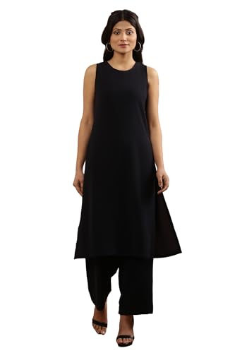 W For Woman W Women Blue Solid Kota Straight Kurta Set With Straight Pant_24Fews30925A-605637_Xs