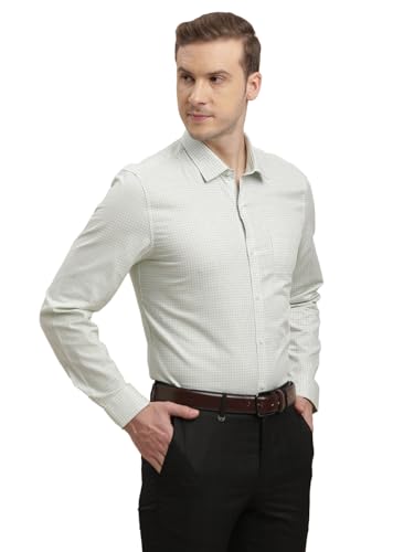 Turtle Men Pure Cotton Regular Fit Checkered Light Grey Formal Shirt
