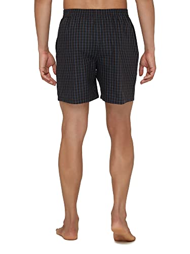 Xyxx MenS Super Combed Cotton Checkmate Boxer Shorts Elasticated Waist, Drawstring | Loungewear For Men Pack Of 2 (L; Jet Black