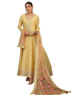 Libas WomenS Silk A-Line Maxi Dress (51960_Yellow