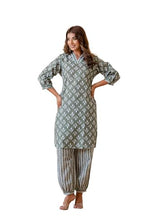 Lookmark WomenS Latest Printed Cotton Blend Straight Kurta And Afghani Pant Set Perfect For Casual And Office Wear (Az-Lm-P6-Ks