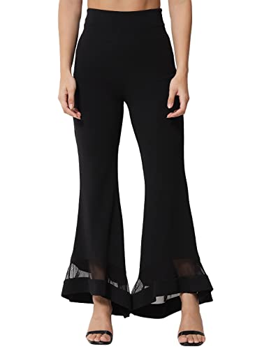 KOTTY Women Regular length Jet Black Solid Trousers(Jet Black,28)