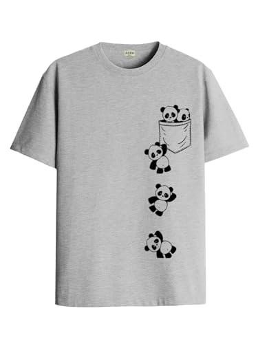 ADRO Men's Solid Regular Fit T-Shirt (RN24-POC-GR_Grey