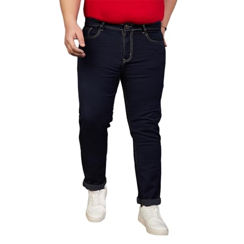 Bigbanana Plus Size MenS Regular Fit Tinted Wash Jeans (Ruther,Navy,7Xl)