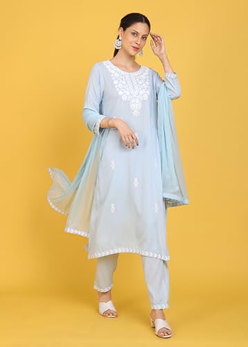 Kaari Rayon Straight 7525 WomenS Kurtas & Kurtis (Kaaass25Wskd-70051_Aasman Blue