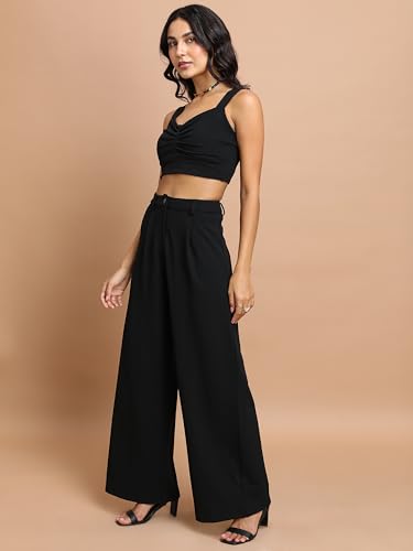 Ketch Cotton Blend Women Casual Fit Black Co-Ord Set Maxi Dress (Khce000100