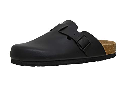 cUSHIONAIRE Womens Hana cork Footbed clog with +comfort, Wide Widths Available, Black Nappa 8 W