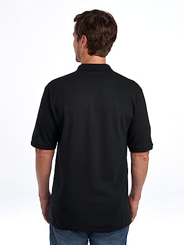 Jerzees Men's SpotShield 2 Button Rib Knit Polo Shirt_5XL_Black