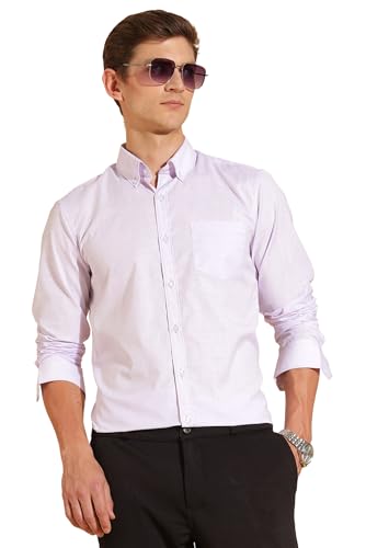 FYLTR Mens Solid Regular Fit Formal Shirt (FYLSS24MFS-201_Lavender Bloom 40)