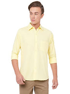 ANNI DESIGNER Mens Cotton Blend Solid Slim Fit Casual Full Sleeves Shirt (Rikk-Yellow-an_XXL_Yellow_XX-Large)