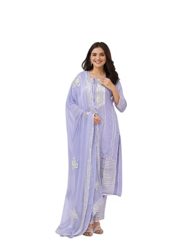 Ishin Gotta Patti Tie-Up Kurta With Pants And Dupatta