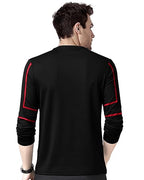 EYEBOGLER Mens Cotton Blend Round Neck Full Sleeve Printed Tshirt Black Red
