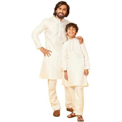 Bon Organik White Silk Kurta With Pajama Set For Men