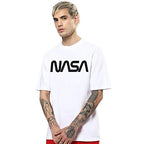 Bewakoof MenS White Galactic Spectrum Graphic Printed Oversized Fit T-Shirt