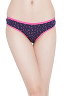 Clovia Womens Cotton Cotton Mid Waist Printed Bikini Panty (PN2519R08_Blue_XXL)