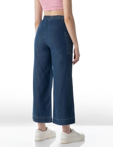 INKD Womens Wide Leg Mid Rise Jeans