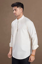 Divisive MenS Cotton Relaxed Fit Short Kurta (Dkrt1065_L_Cream)