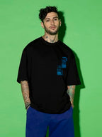 Bewakoof MenS Graphic Printed Oversized Fit T-Shirt_620199_Black_L