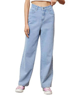 KOTTY Womens Straight Button Solid Baggy Jeans(Blue,XL)_KTTLADIESJEANS2915XL