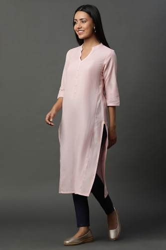 Aurelia Women'S Striped Cotton Blend Straight Kurta