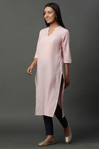 Aurelia Women'S Striped Cotton Blend Straight Kurta