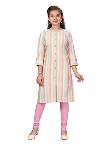 Aarika GirlS Cotton Regular Tunic Shirt (Kurti-K-212_Pink_32)