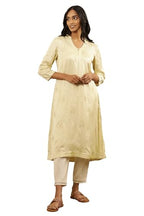 W For Woman Folksong By W Women Yellow Festive Floral Print Viscose A-Line Kurta_24Maf11834-911217_L