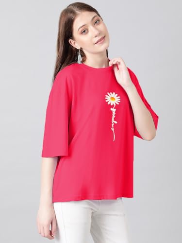 KOTTY Womens Cotton Blend Printed Oversized T-Shirts