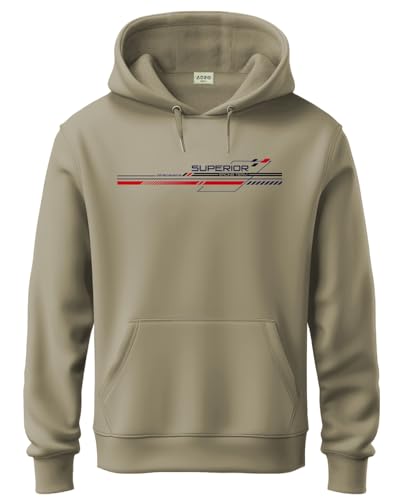 ADRO Men's Cotton Blend Neck Hooded Sweatshirt (H24-RAC-BE_Beige
